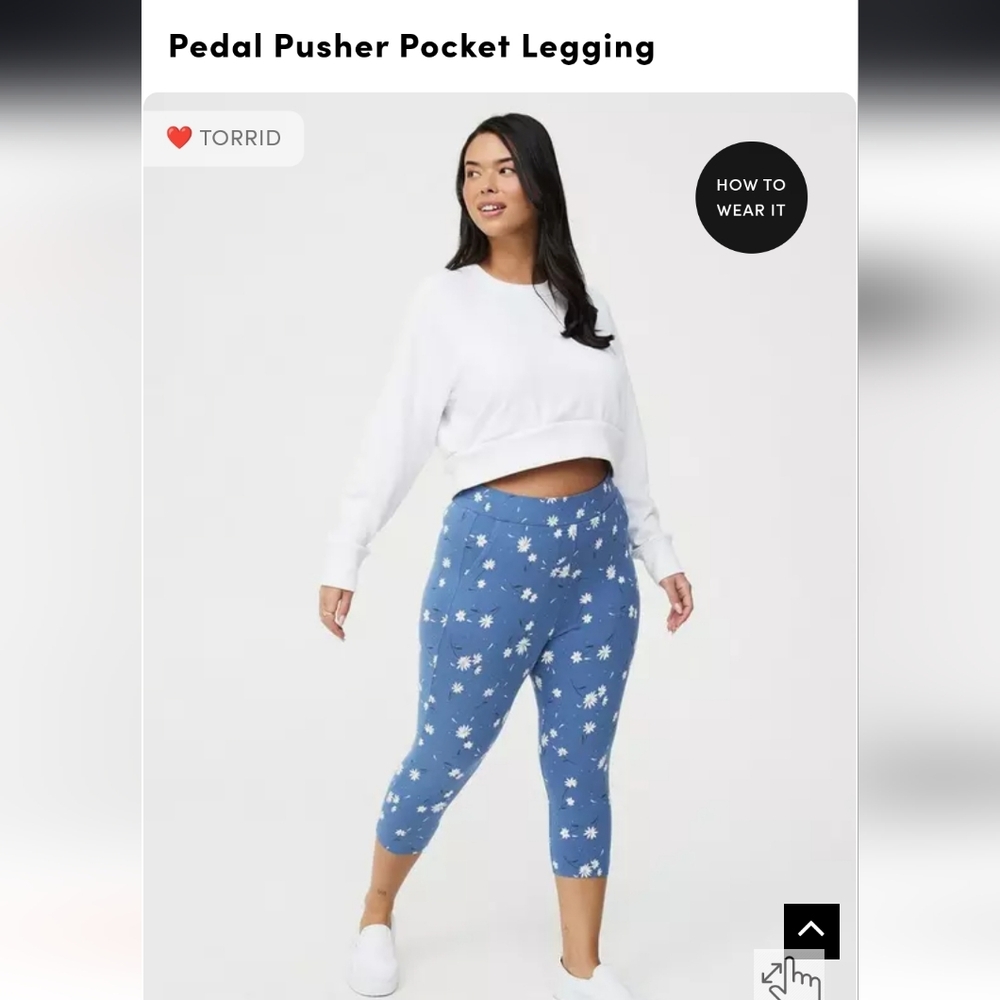 Torrid Blue Floral Pedal Pusher Pocket Leggings